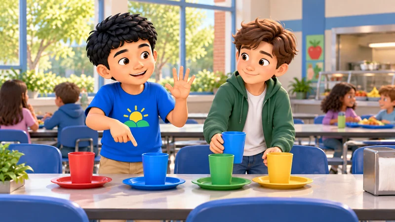 Marvin counts cups and prepares lunch with a friend.