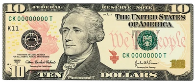 One ten-dollar bill